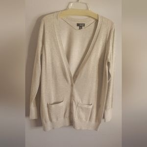 A Classic ANA (A New Approach) Sparkling Button Up V Neck Sweater